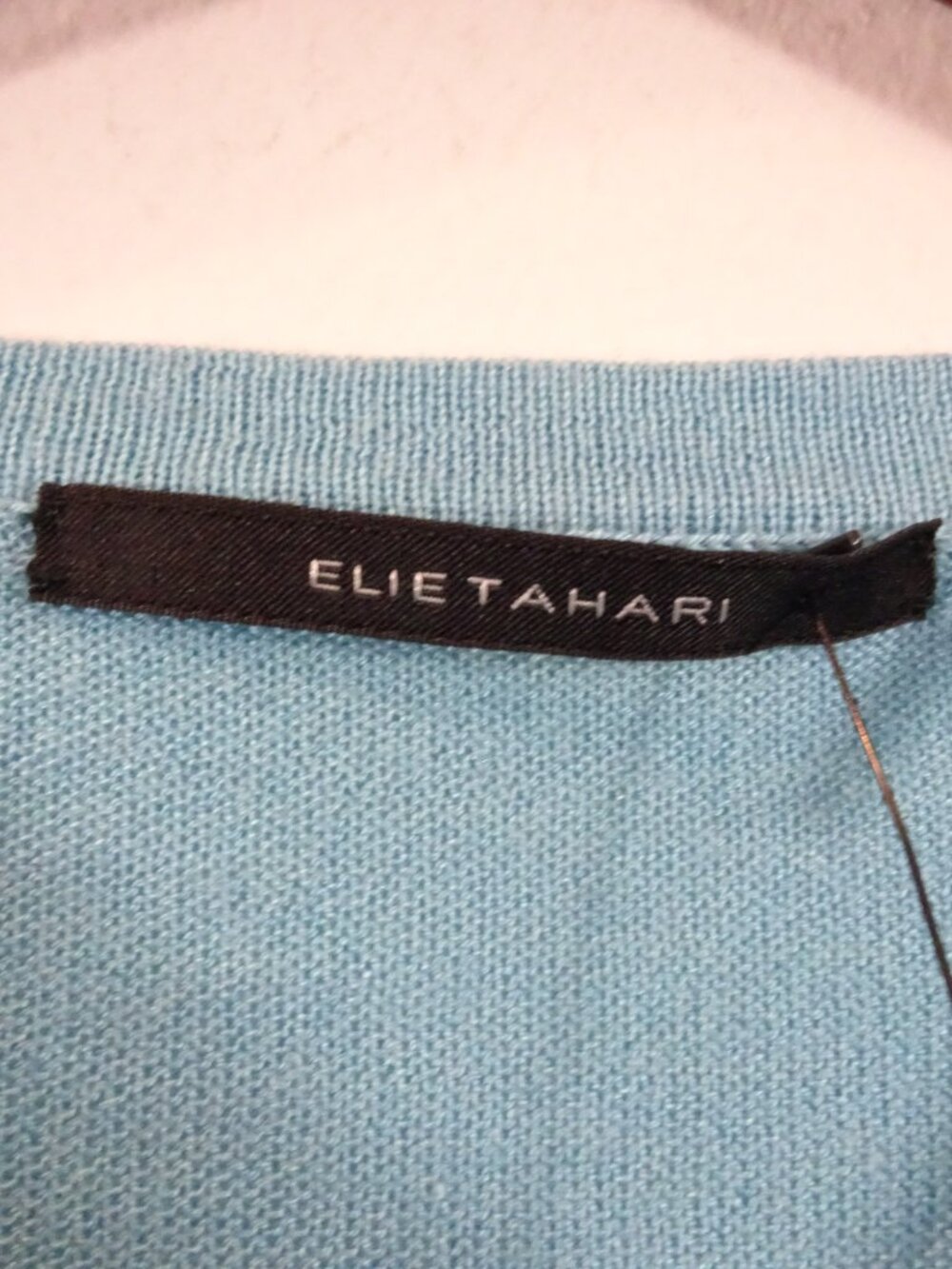 Elie Tahari Colette Silk Cashmere Blend Sweater Size S Turquoise NEW Y2K Slim - Picture 4 of 8